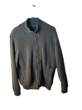 Emanuel Ungaro Men's Charcoal Gray Zip-Up Knit Sweater